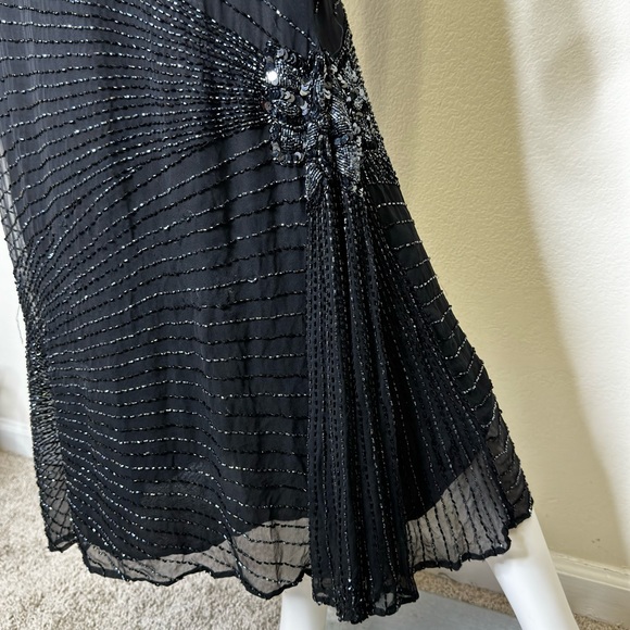 Oleg Cassini Vintage 1980’s Silk A-Line Beaded Long Dress in Black - Picture 9 of 10